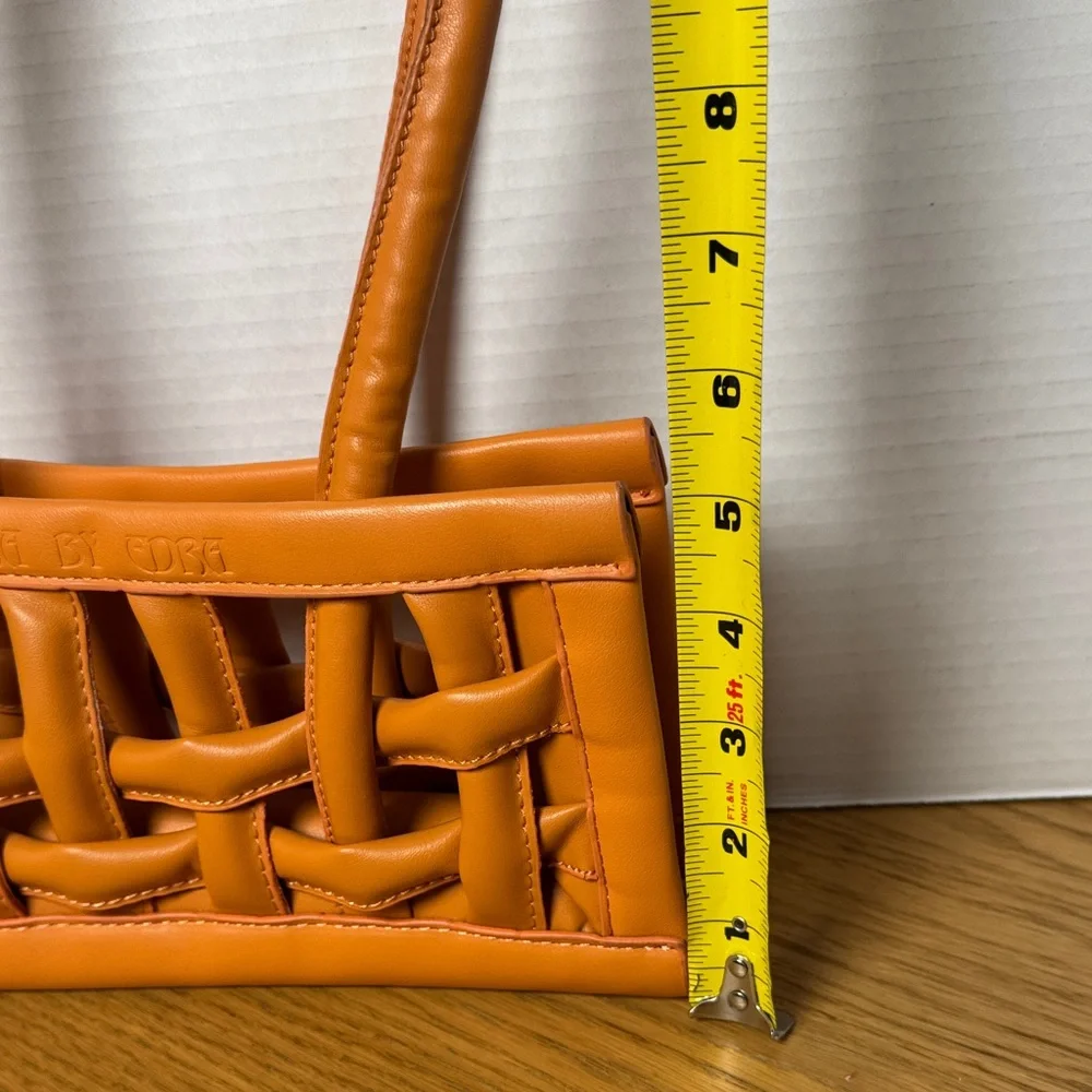 EDRA by EDRA Vegan Leather Orange Woven Mini Handbag Limited Edition Designer‎